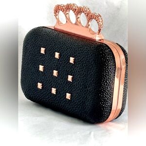 Black & Rose Gold (Hard) Clutch Hand Bag